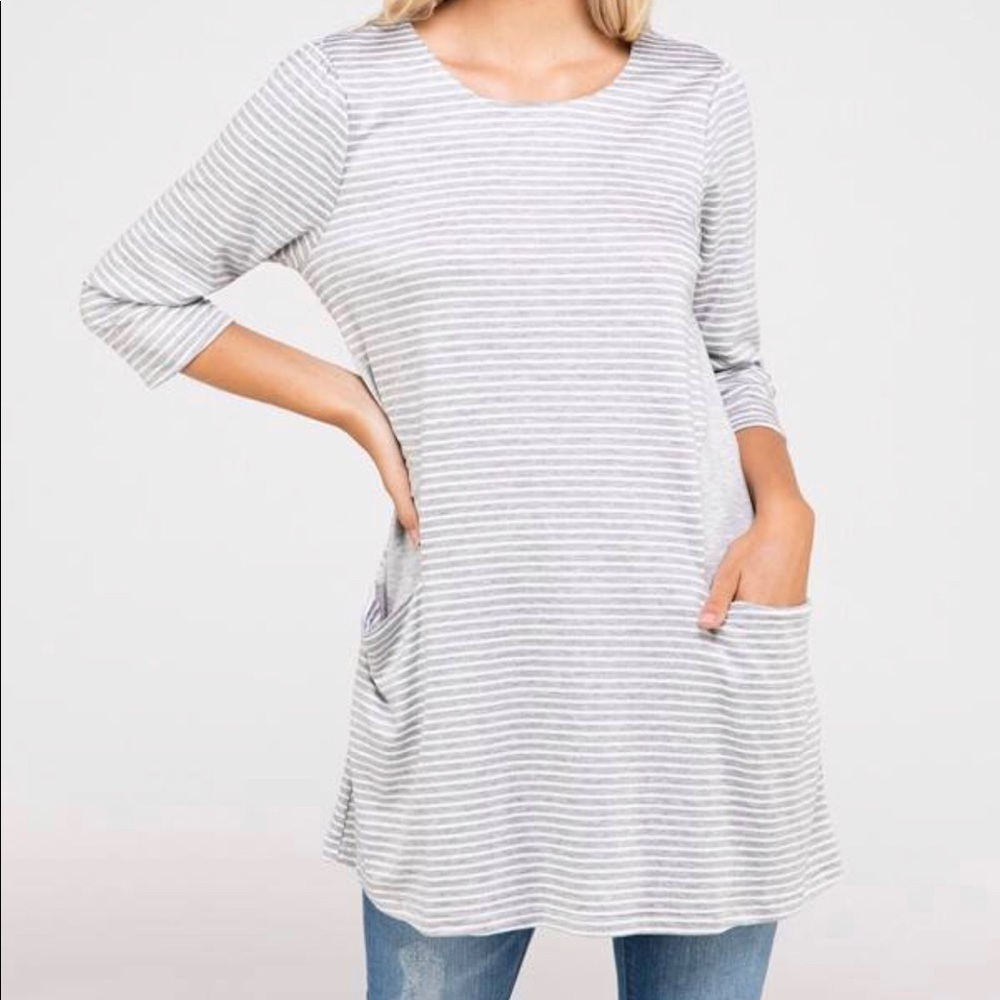 Grey stripe tunic